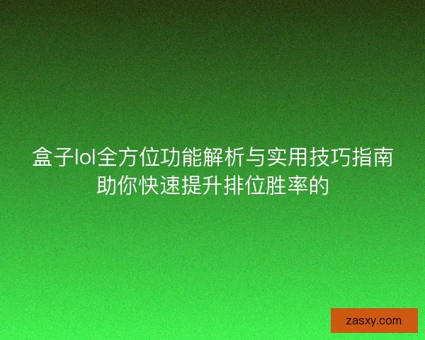 盒子lol全方位功能解析与实用技巧指南助你快速提升排位胜率的